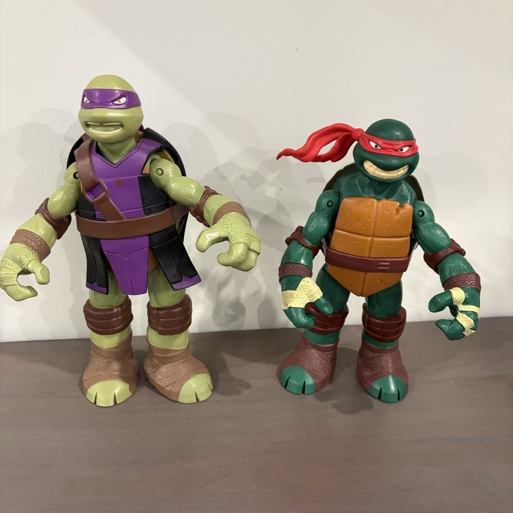 Big Teenage Mutant Ninja Turtle TMNT Playmate 2012 Donatello 11.5 & Raphael 10"